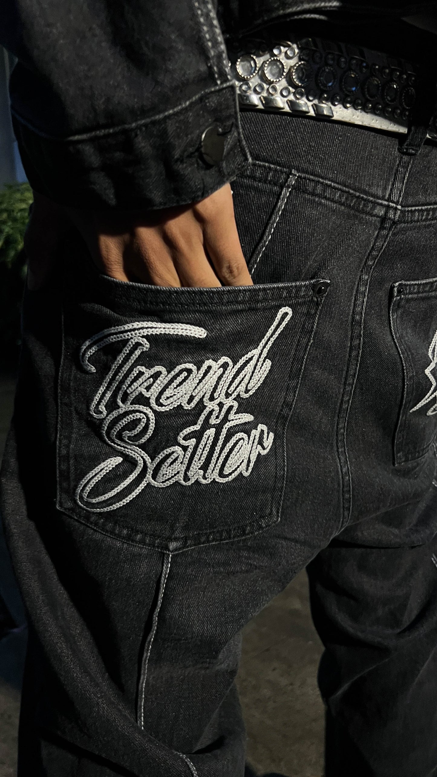 STAR-SL BLACK WASHED DENIM